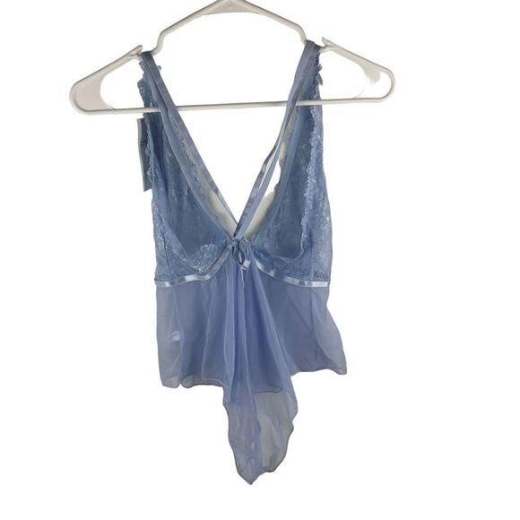 NWT Oh la la Cheri Blue Lace Teddy Lace Lingerie Nylon Spandex Bodysuit Size S/M - Picture 4 of 12